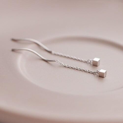 New Fashion Personality Silver Block Wave Tassels Earrings for Women Jewelry Gifts