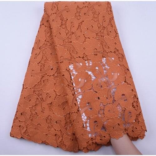New Design Guipure Cord Milk Silk Lace fabric with Stone 2020 High Quality Water Soluble Lace fabric For Nigerian Wedding Dress