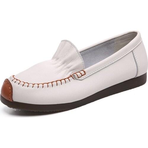 Genuine Leather Flats Ladies Loafers Big Size 40/41 Women Falts 2021 New Arrival Spring Female Casual Flats Woman Shoes