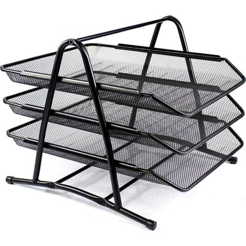 Office Filing Trays Holder A4 Document Letter Paper Wire Mesh Storage Organiser Desk Document File Organizer Tray Tabletop
