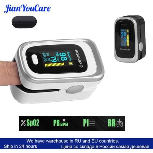 Finger Pulse Fingertip Oled Oximeter SPO2 PR PI RR Blood Oxygen With Respiratory Rate Oximetro De Pulsioximetro Dedo with case
