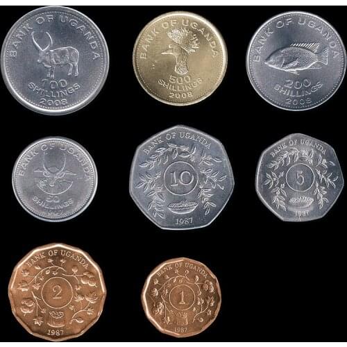 Uganda Full Set 8 Pieces Coins New Original Coin Unc 100% Real Africa Issuing Coins