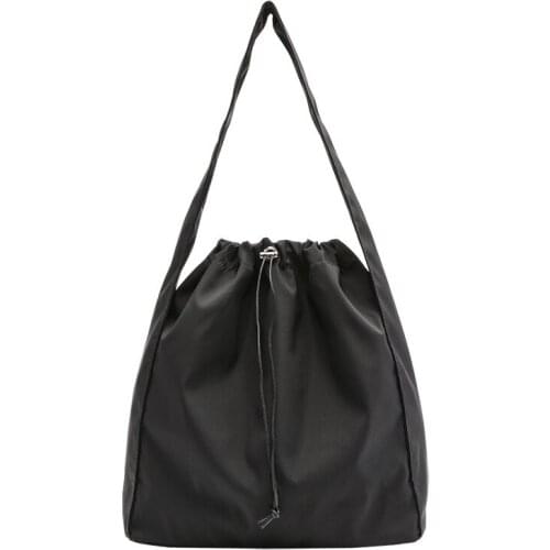 Korean Version Simple Oxford Single Shoulder Bag Net Red Solid Color Large Capacity Canvas Bag Casual Drawstring Nylon Single