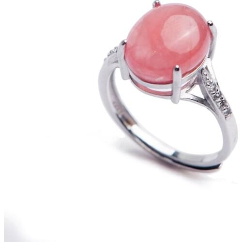 Adjuestable Genuine Natural Ice Red Rhodochrosite Crystal Stone Unique Fashion Women Romantic Ring 12*10mm