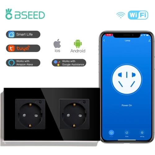 BSEED Single Wifi Wall Sockets Power Outlets Smart Home Double Sockets EU Standard Google Alexa Voice App Control Triple Sockets