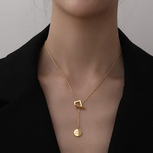 Titanium With 18K Gold Good Luck Neckalces Japan Korean Style Party Designer T Show Runway Gown Jewelry Rare INS