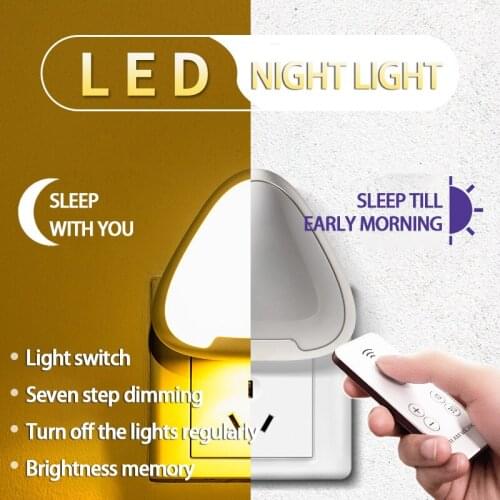 Triangle Plug-in Night Light LED Dimming Bedside Lamp Remote Control Induction For Living Room Bedroom Wardrobe Decoration Kids