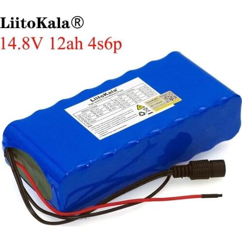 LiitoKala 14.8V 12Ah 4s6p 18650 li-iom battery pack night fishing lamp heater miners amplifier batteries with BMS