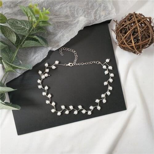 Korean temperament metal pearl collarbone chain, 2021 new fashion woman necklace party jewelry birthday gift