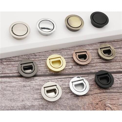 Embedded Door Handle Stainless Steel Flat Pull Cabinet Invisible Round Door Handle Furniture Drawer Hand Pull Hardware