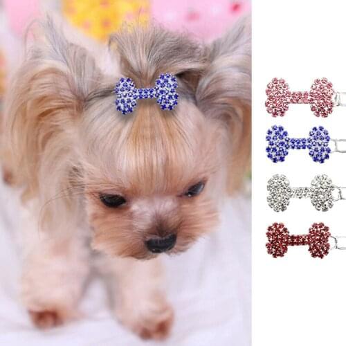Beautiful Pet Alloy Hair Clip Rhinestone Style Dog Headwear Cute Bow Flower Hairpins Multicolor Dog Hair Accessories