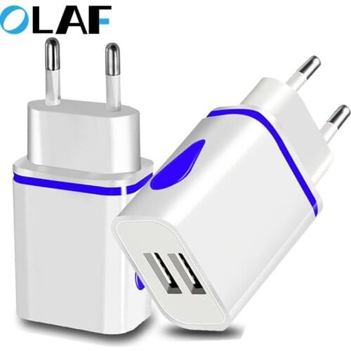 2 Ports LED USB Charger For Xiaomi Redmi Note 7 Samsung Tablets EU Plug Charging Adapter Mobile Phone Charger USB Wall Chargers