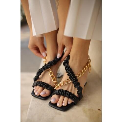 Chain detail transparent heels women sandals