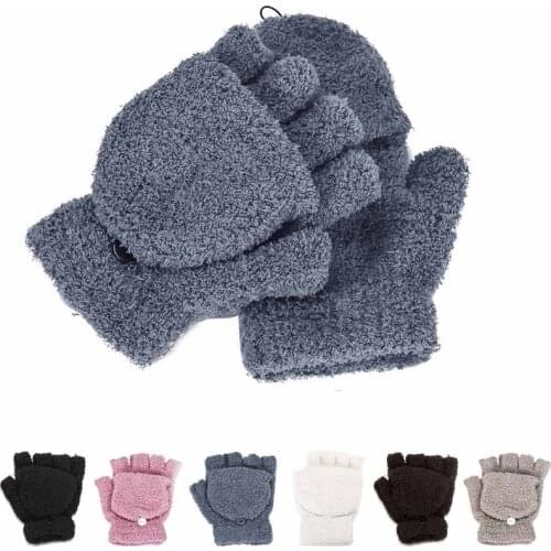 2020 Winter Warm Thickening Wool Gloves Knitted Flip Fingerless Flexible Exposed Finger Thick Gloves Mittens Men Women Glove