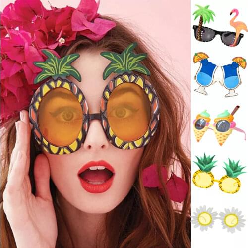 1pcs Beach Hawaii Party Pink Flamingo Party Tropical Decorations Funny Glasses Pineapple Sunglasses Summer Hawaiian Party Event