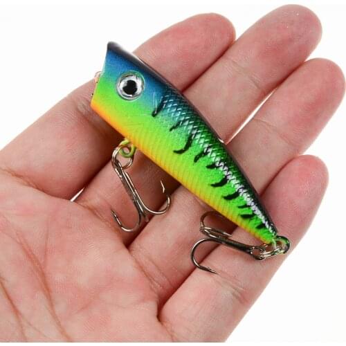 1pc Popper Fishing Lure 6cm/6.5g Hard Bait Artificial Topwater Bass Trout Pike Wobbler Fishing Tackle with 2 Treble Hooks