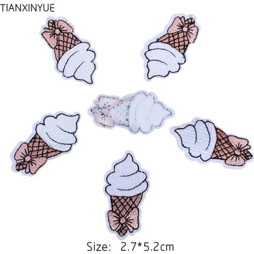 TIANXINYUE 10 pcs Brand Ice cream patches Embroidered Badges Iron On Patches For Motif Applique Sticker For Clothing