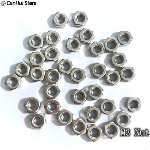 100pcs/lot M3 Screw Nut Hex Nuts Hexagonal 3mm For Coupler Motor Mount Servo Bracket Robot Car Chassis M3 Nut the pillars Suppor