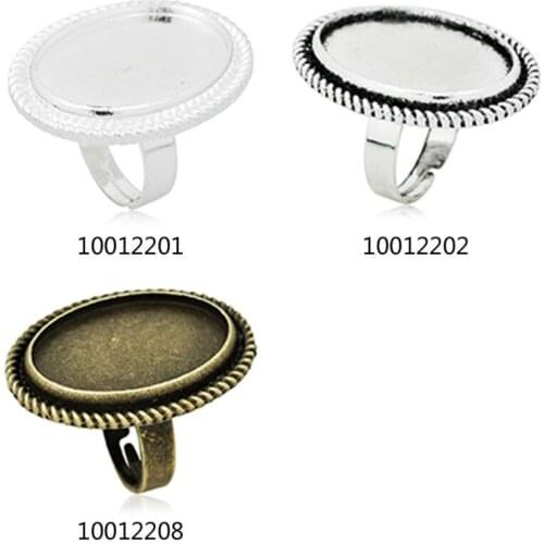 18x25mm Oval Adjustable Ring blank Setting With bezel,ring blanks,fit 18x25mm glass cabochon,Sold 10pcs/lot-100122