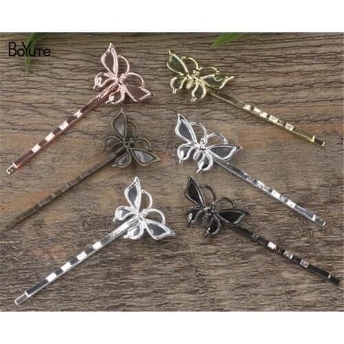 BoYuTe 20 Pieces 16*28MM Butterfly Hair Clip 6 Colors Plated Women Barrette Hair Accessories