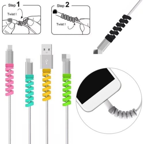 4Pcs Random Color Cable Protector Bobbin Winder Data Line Case Rope Protection Spring Twine For Earphone Cover protector