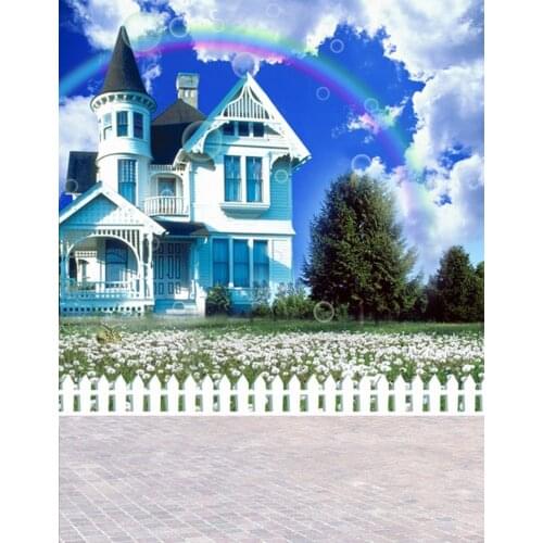 5x7ft Flowers House Rainbow Photography Backdrops Photo Props Studio Background