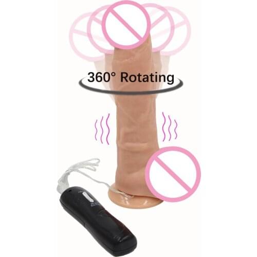7.67 inch Big Dildo Realistic Penis Dick 6 Speed Rotating Dildo Vibrator With Suction Cup Sex Toys For Woman Products For Adults