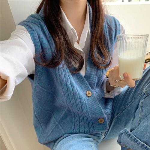 AOSSVIAO Autumn Winter Loose Sweater Womens Vest Knitted Vest V-Neck Joker Knitted Vest Womens Vests Winter Outerwear Plus Size