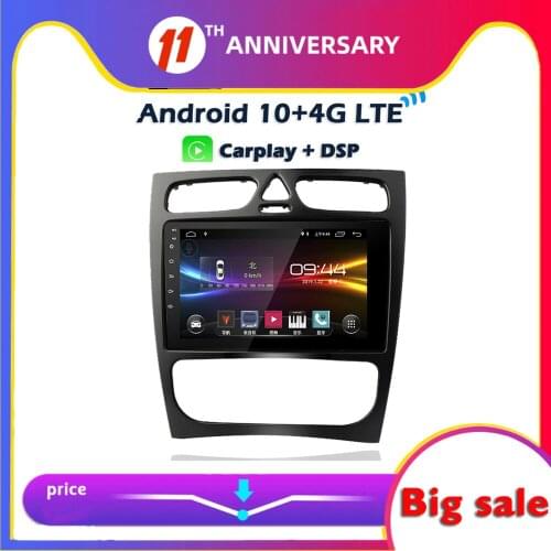 6GB +128G Carplay 9" IPS DSP Android 10.0 Car DVD Player GPS Map WIFI Bluetooth RDS Radio For Benz W209 W203 W210 W168 1998-2005