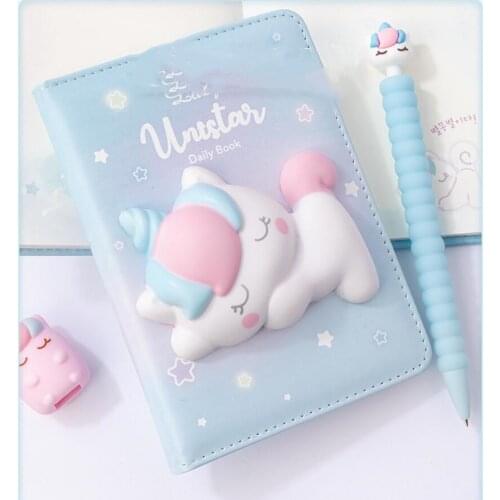 3D Unicorn Decompression Notebook Bunny Student Planner Color Pages Diary With Gifts Packing