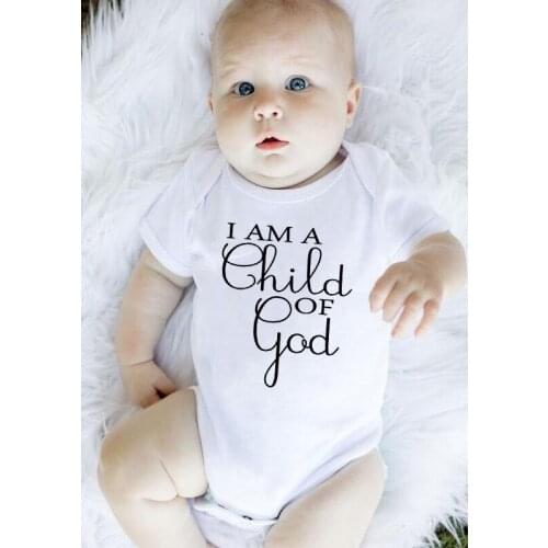 I Am a Child of God Letter Print Newborn Infant Baby Girl Boy Short-sleeved Romper Cotton Bodysuit Body Baby Outfits Clothes