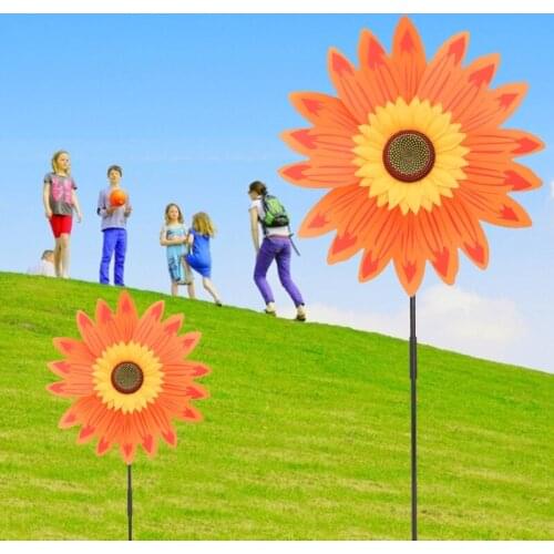 Large Double Layer Sunflower Windmill Wind Spinner Kids Toys Yard Garden Decor