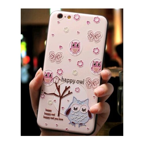 For iphone x 8 8plus happy owl Elephant 3D relief Cases Ultra Thin Full Cover tpu shell for iphone 7 7plus 6 6plus 5 5s case