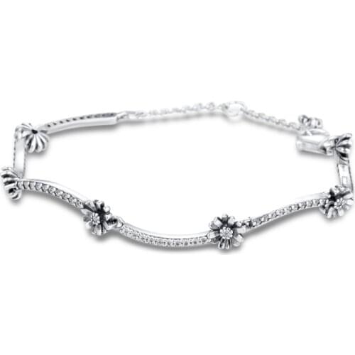 CKK Bracelet Sparkling Flower Bracelets for Women Pulseira Feminina Masculina Pulseras Mujer Silver 925 Sterling jewelry
