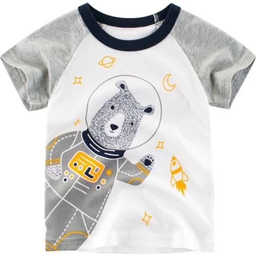 Children Cartoon Bear Print T-shirt Toddler Kids Baby Boys Short Sleeve Round Neck Pullover Fashion Boys Top 2020 Newest Trendy