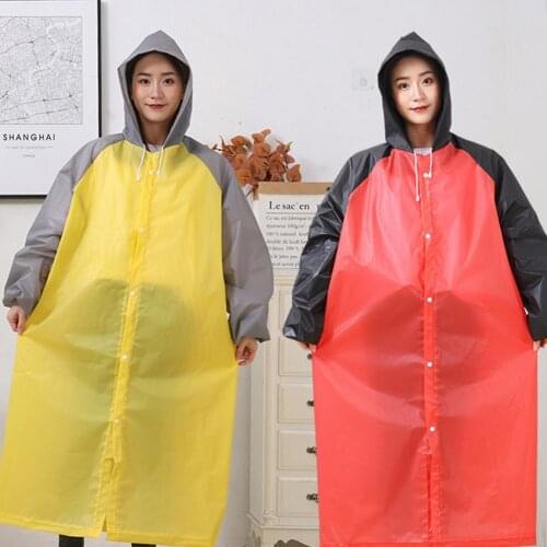 Long Raincoat Outdoor Raincoat Stitching Pattern Universal Unisex Raincoat Hooded Travel Fishing Mountaineering Cycling