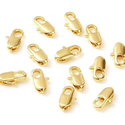 DoreenBox 5 PCs Copper Oval Clasps Lobster Clasp Findings Gold Filled Jewelry Findings for DIY Necklace Bracelrt Jewellery