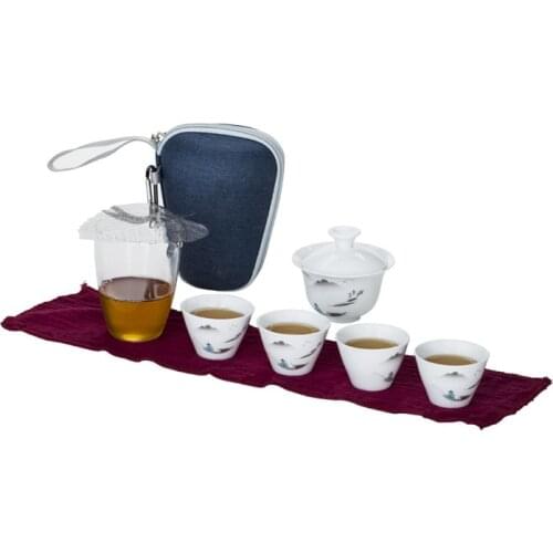 Travel Bag Chinese Kung Fu Tea set gaiwan teapot teacups fair mug tea sets travel tea set drinkware Fast shipping