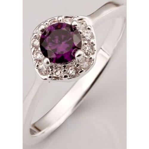 Ring 925-sterling-silver Ring Silver Trendy Jewelry Ring Women 's Inlaid Purple Crystal Jewelry Wholesale tysd LR326-8
