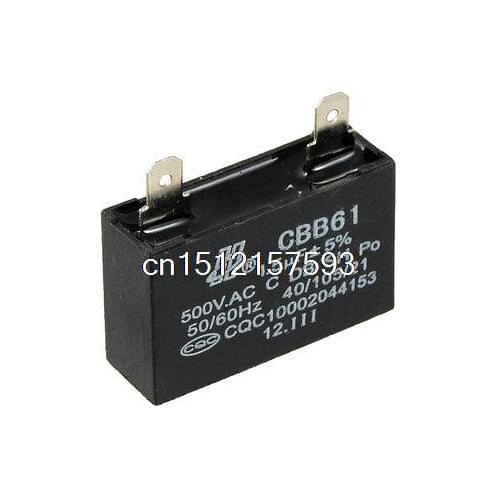 Black CBB61 AC 500V 1.5uF Plastic Shell Motor Run Capacitor