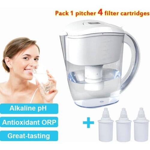3.5L Alkaline Ionized Water Filter Pitcher Best Home Water Purifier Jug Filters with 4 long-lasting filter refills