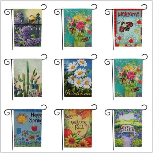 Lychee Double Sides Garden Flags Daisy Flowers Series Flax Banner Party Banner Flags DIY Festival Decoration Accessiories