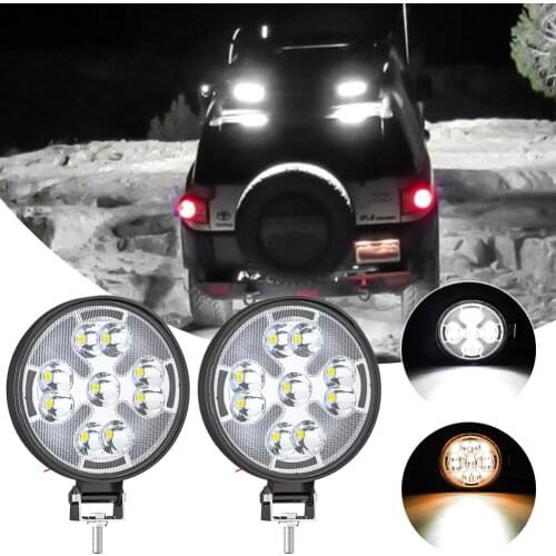 48W DC9V-60V 7500K 23LED Work Light Mini Round LED Light Super Bright Daylight White Yellow Light for Car,Motorcycle,Trucks Car