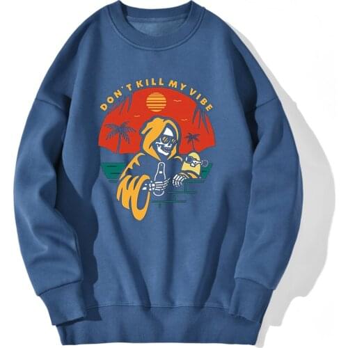 Skull Print Drop shoulders Mens Sweatshirt Casual Long Sleeve Clothing Standard Pullovers 2020 Comfortable Sudaderas Masculino