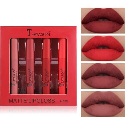 Velvet Matte Fog Surface Pumpkin Lip Gloss Set Nonstick Cup Not Easy To Fade Lasting Slim Tube Liquid Lipstick Nude Lip Makeup