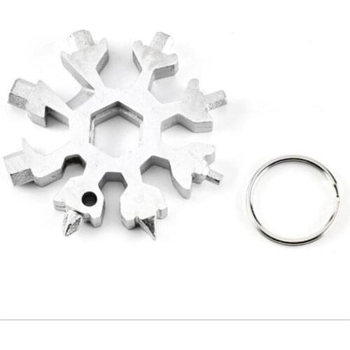 New 18 in 1 snowflake multi camp key ring outdoor spanner survive hex wrench pocket tool multifunction hike keyring multipurpose