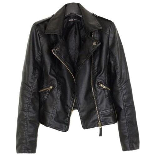 2021 New Spring Autumn Women Pu Leather Motorcycle Jacket Female Solid Color Jackets Ladies Loose Casual Plus Size Outerwear Q45