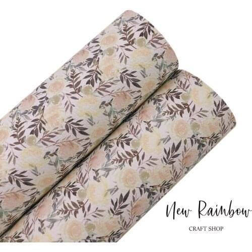 New Rainbow 30x22CM/A4 Sheet Blush Spring Floral Vanilla Litchi Leatherette For Baby Bows, Accessories, DIY Crafts