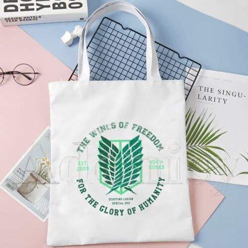 Attack on Titan Shopping Bag Shopper Eco Canvas Cotton Shopper Bolsas De Tela Bag Shoping Reusable Sacolas