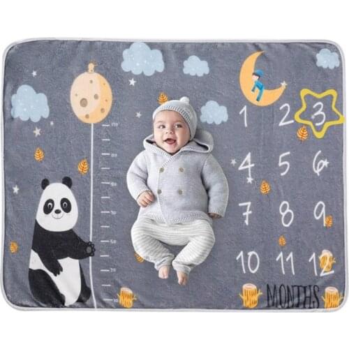 1 Set Baby Monthly Record Growth Milestone Blanket Newborn Photography Props Accessories Cartoon Bear Printing Props
